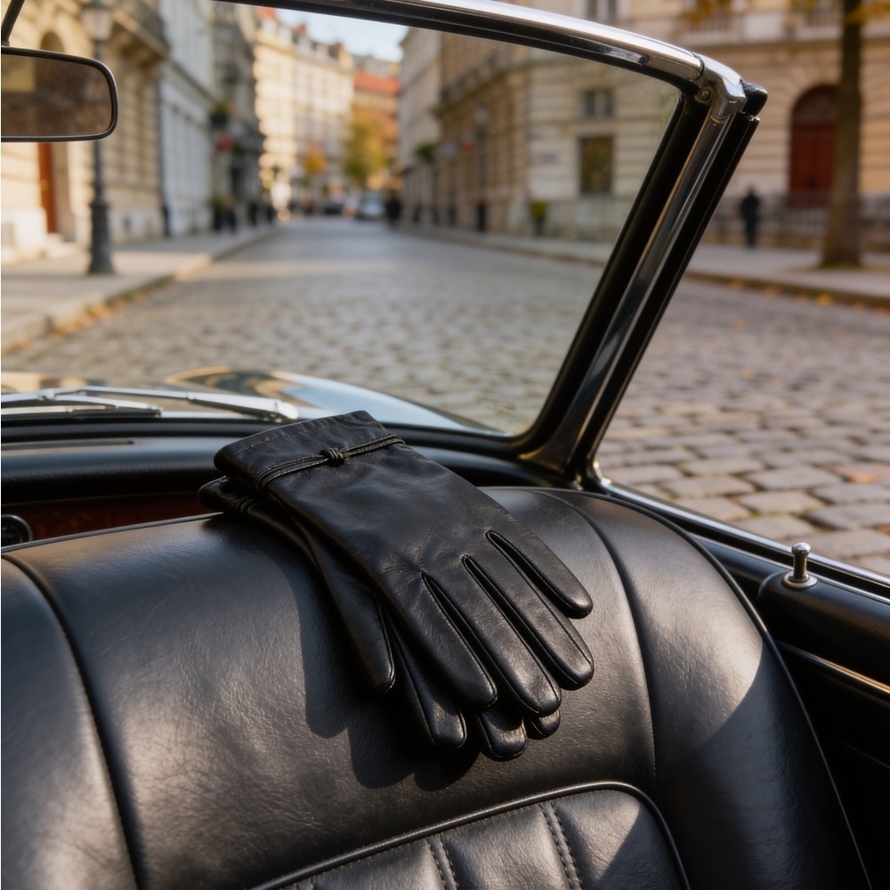 Sophisticated Black Leather Women's Gloves